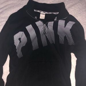 VS PINK black and white quarter zip sweatshirt